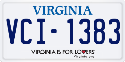 VA license plate VCI1383