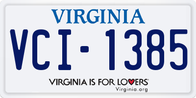 VA license plate VCI1385