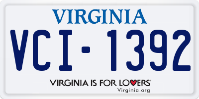 VA license plate VCI1392