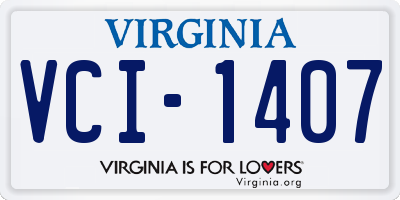VA license plate VCI1407