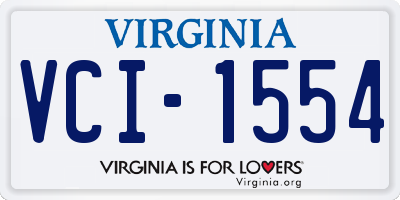 VA license plate VCI1554