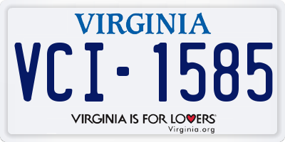 VA license plate VCI1585