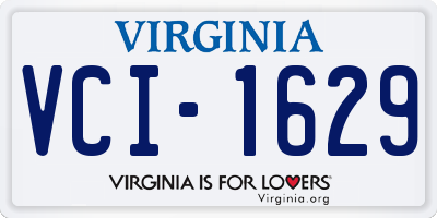 VA license plate VCI1629