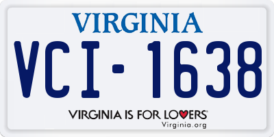 VA license plate VCI1638