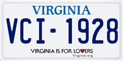VA license plate VCI1928