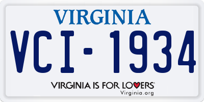 VA license plate VCI1934