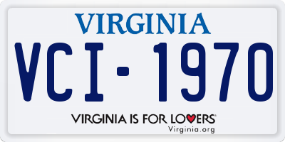 VA license plate VCI1970