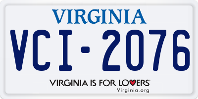VA license plate VCI2076