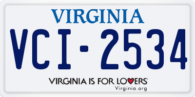 VA license plate VCI2534