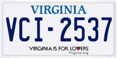 VA license plate VCI2537
