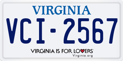 VA license plate VCI2567