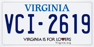 VA license plate VCI2619