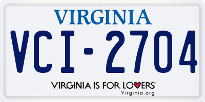 VA license plate VCI2704