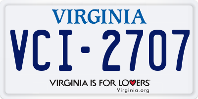 VA license plate VCI2707