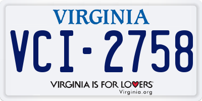 VA license plate VCI2758