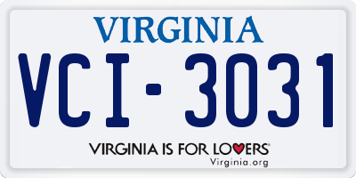 VA license plate VCI3031