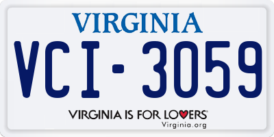 VA license plate VCI3059