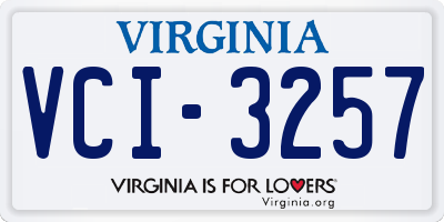 VA license plate VCI3257