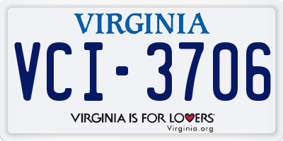 VA license plate VCI3706