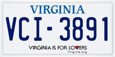 VA license plate VCI3891
