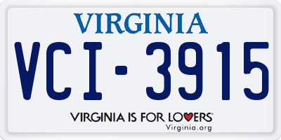 VA license plate VCI3915