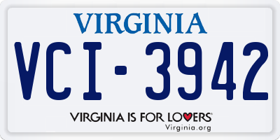 VA license plate VCI3942