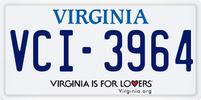 VA license plate VCI3964