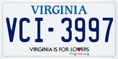 VA license plate VCI3997