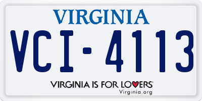 VA license plate VCI4113