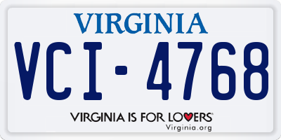 VA license plate VCI4768