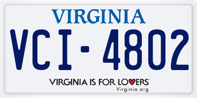VA license plate VCI4802