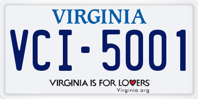 VA license plate VCI5001