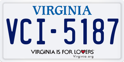 VA license plate VCI5187