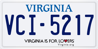 VA license plate VCI5217