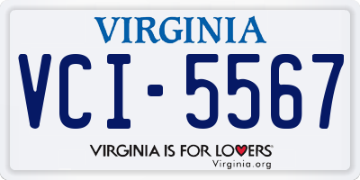 VA license plate VCI5567