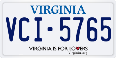 VA license plate VCI5765