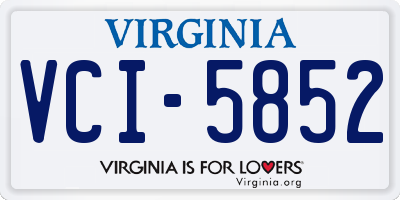 VA license plate VCI5852