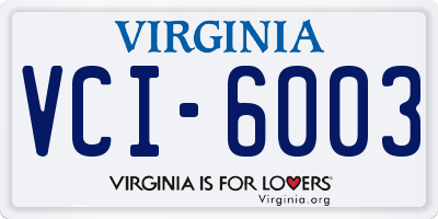 VA license plate VCI6003