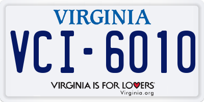 VA license plate VCI6010