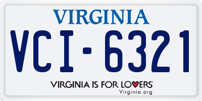 VA license plate VCI6321