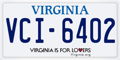 VA license plate VCI6402