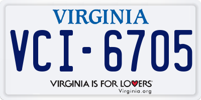 VA license plate VCI6705