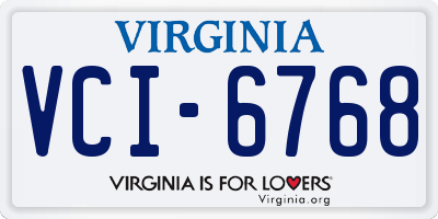 VA license plate VCI6768