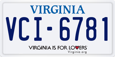 VA license plate VCI6781