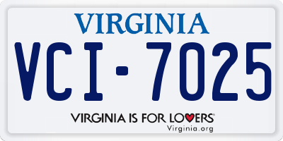 VA license plate VCI7025