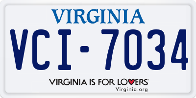 VA license plate VCI7034