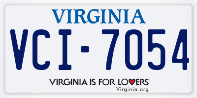 VA license plate VCI7054