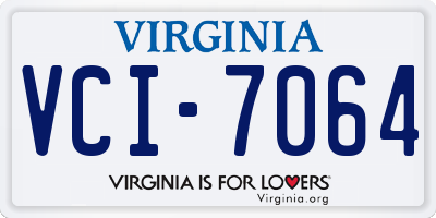 VA license plate VCI7064