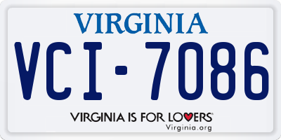 VA license plate VCI7086