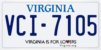 VA license plate VCI7105